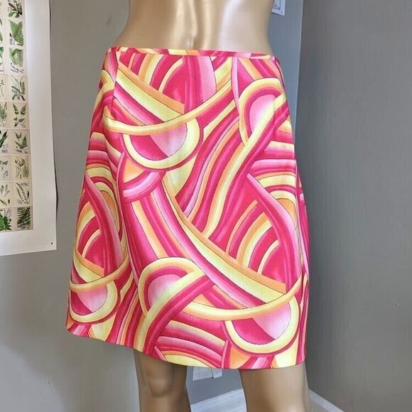 Vintage 90s y2k Brioche Mini Skirt Top Set Mod Psychedelic Mini Size Jrs 9/10 - Picture 3 of 11